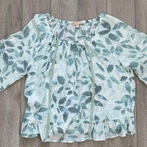 (New) Hope & Harlow Anthropologie Blouse Floral Print With Bell Sleeves XL